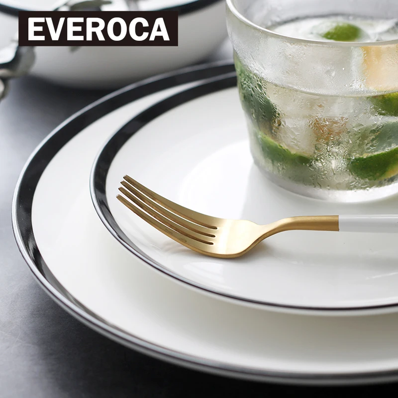 Простая керамическая миска в европейском стиле Толстая черная полоса фарфоровая