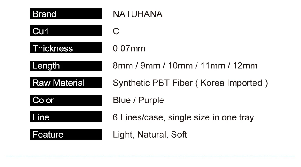 NATUHANA, 6 чехлов, Ombre, синий, фиолетовый цвет, ручная работа, синтетические норковые ресницы для наращивания, индивидуальная искусственная ресница, мягкие, Asept, накладные ресницы