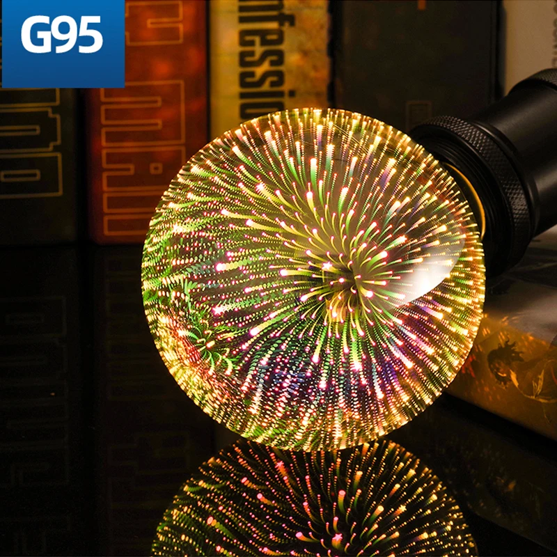 G95 LUCKYLED E27 светодиодный 3D украшения светильник лампы A60 ST64 G80 G95 G125 светодиодный светильник AC220V 240V 110 в ретро-стиле, стилизованные под языки пламени Новинка праздничный светильник s - Испускаемый цвет: G95