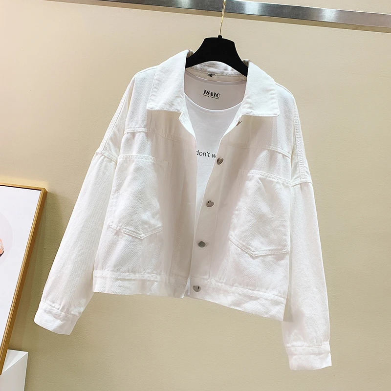 Женская джинсовая куртка свободная короткая Молодежная ярких цветов