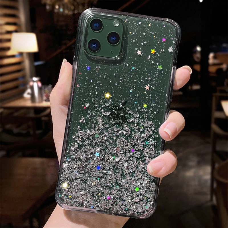 Роскошный блестящий мягкий прозрачный чехол из ТПУ для IPHONE 12 Mini 11 Pro Max XR XS X чехлы