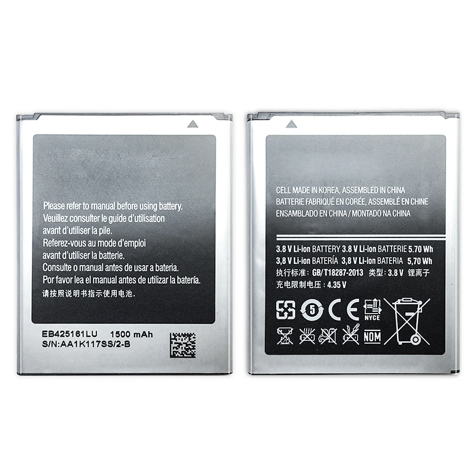 

Phone Battery For Samsung Galaxy S Duos S7562 S7566 S7568 i8160 S7582 S7560 S7580 i8190 i739 i669 J1 Mini EB425161LU 1500mAh