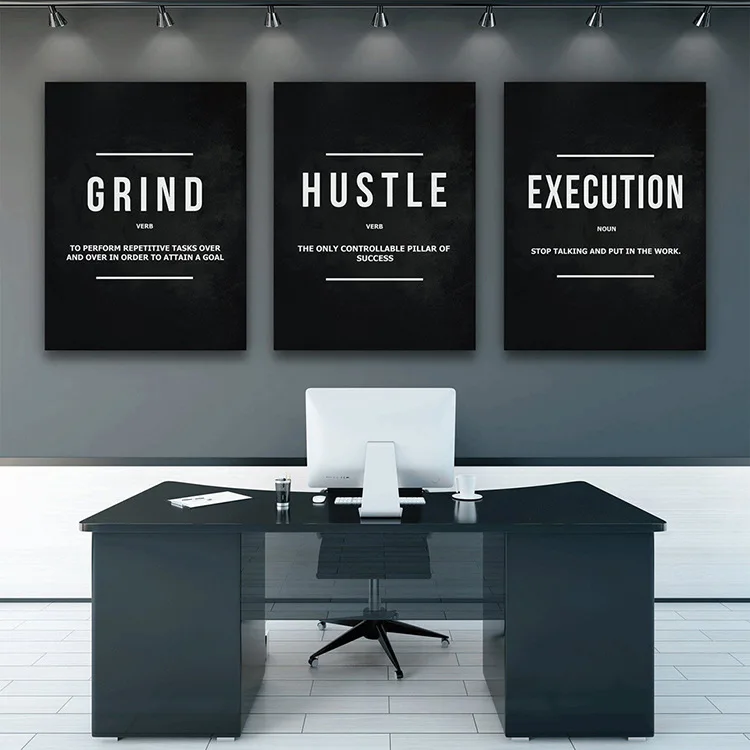 

Grind Hustle Execution Motivational Posters and Prints Office Decor Entrepreneur Inspirational Canvas Painting Art Pictures