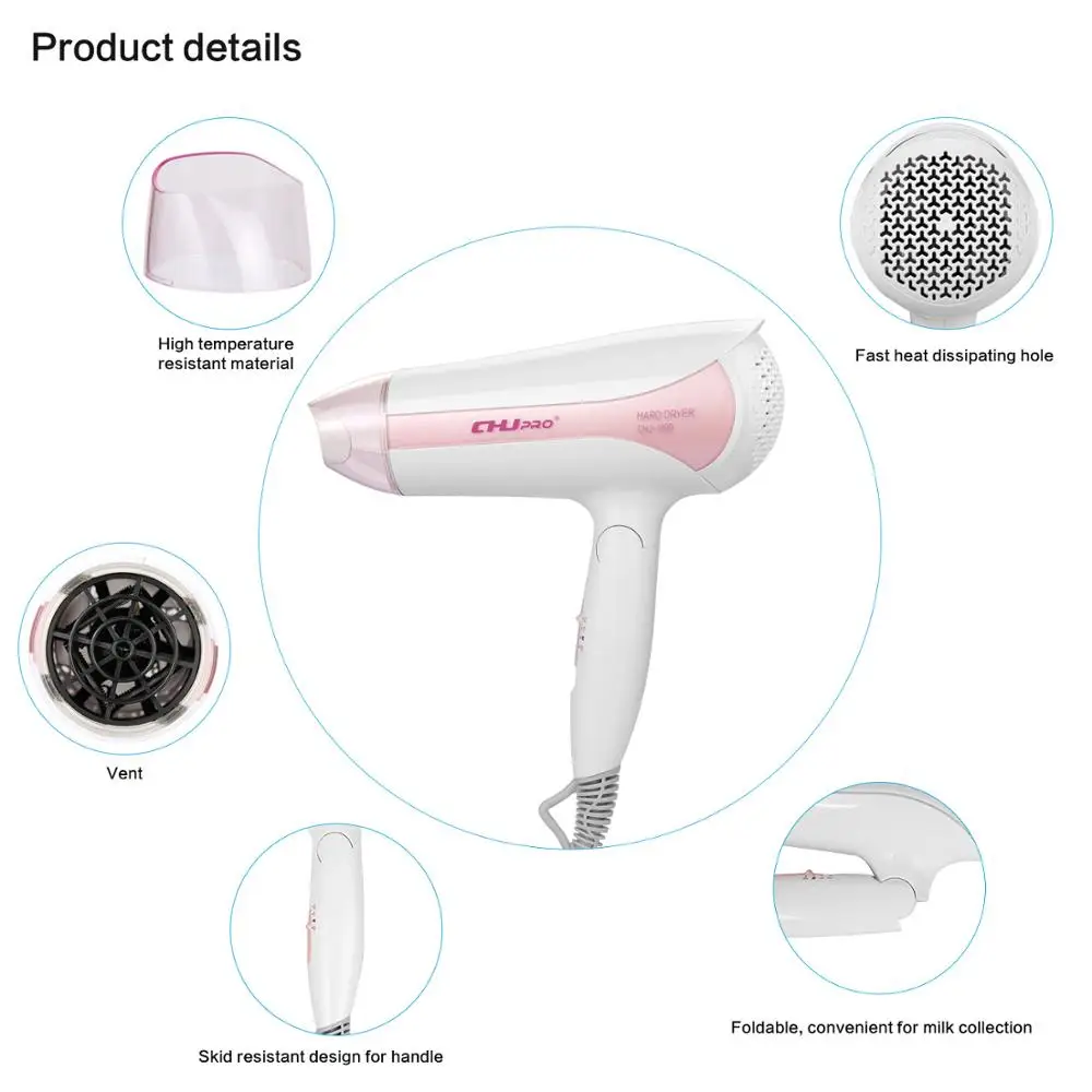 Hair Dryer Hot Cold Blow Air 2 in 1 Brush1600W Electric Heater Brus Multifunctional Styling Tools 100-240V | Бытовая техника