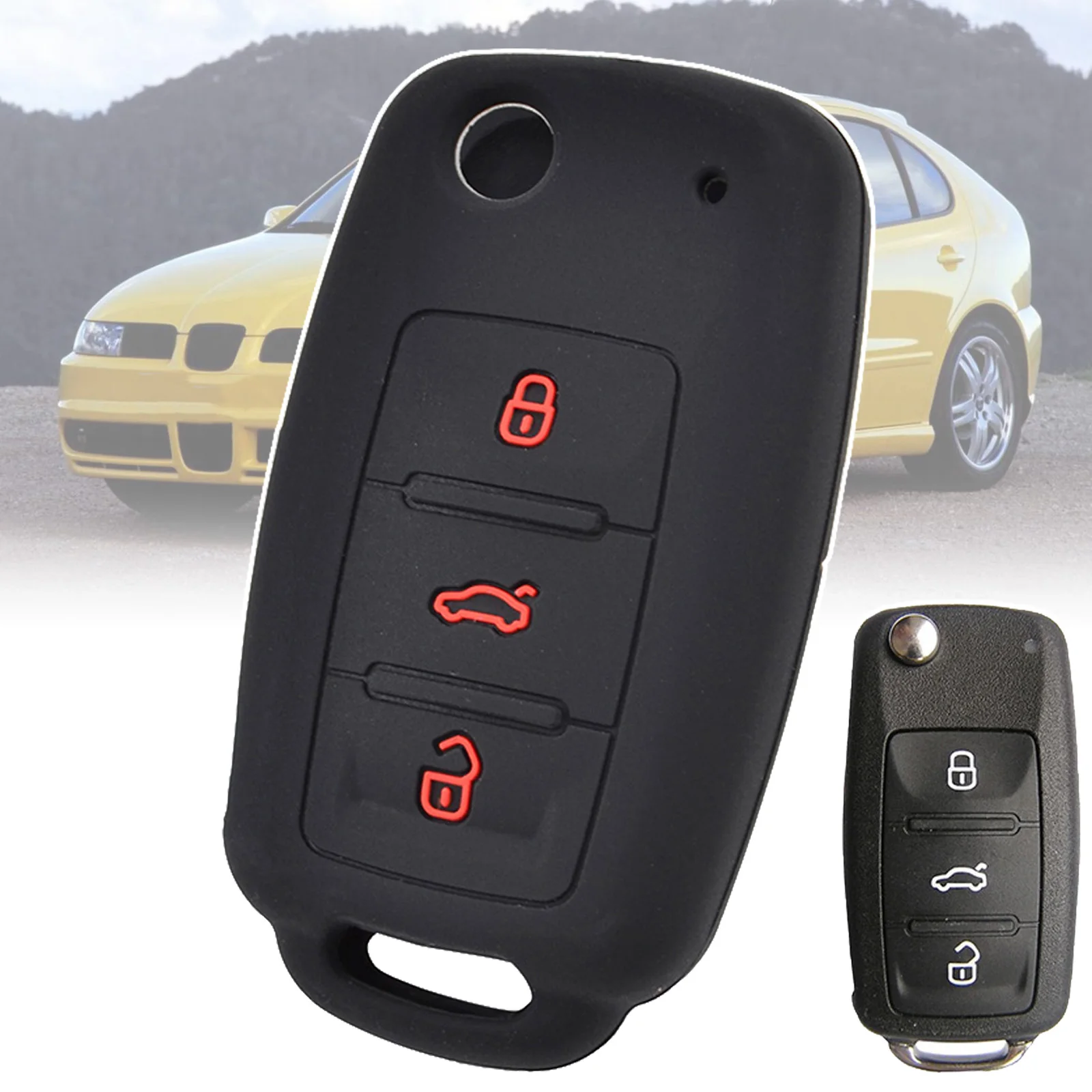 

For VW POLO Bora Beetle Tiguan Passat B5 B6 Golf 4 MK5 6 Jetta Eos Silicone Key Case Remote Fob Cover 3 Button Keyless Shell Fob