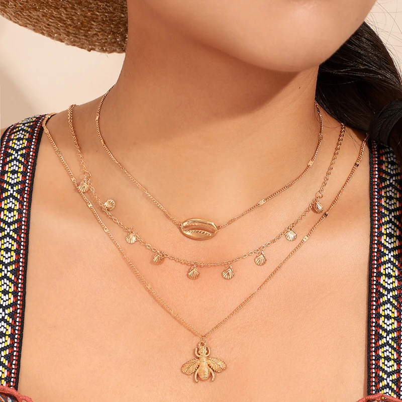 Подвеска Tocona многослойная цепочка подвеска в виде пчелы ожерелье для женщин