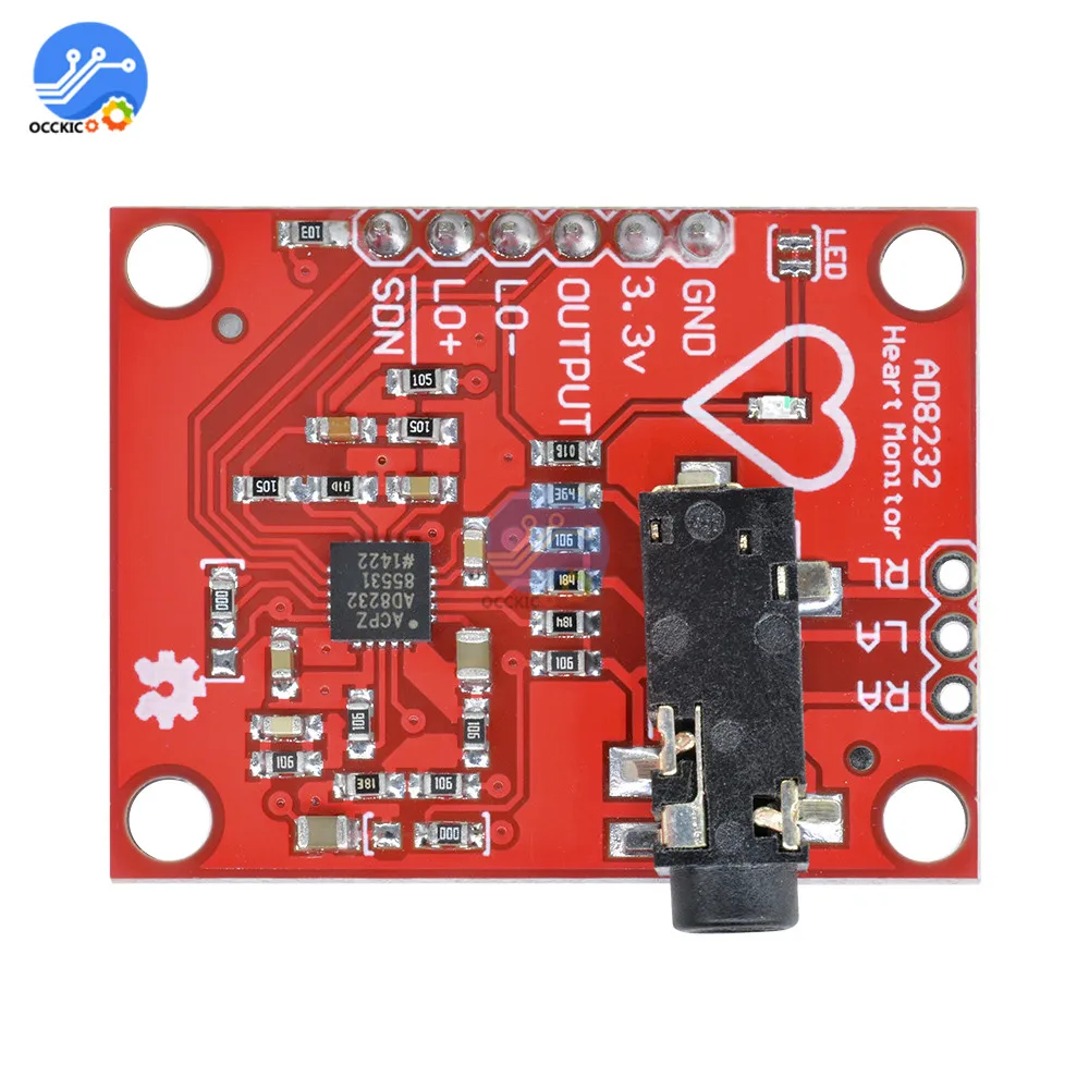 Модуль датчика мониторинга сердечного ритма AD8232 ECG с кабелями DIY комплект для