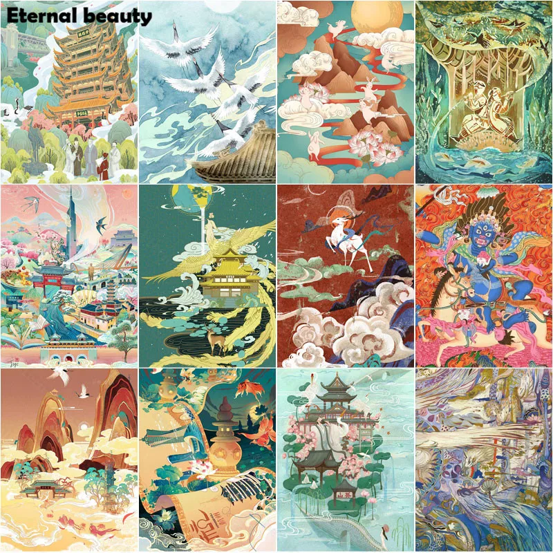 Алмазная живопись наборы для вышивки крестиком в китайском стиле знаменитые