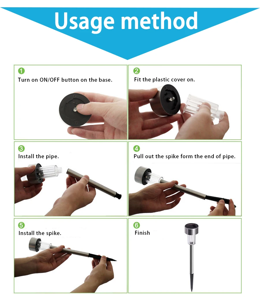 

10pcs/lot Stainless Steel Led Solar Lawn Light For Garden Yard Patio Decoration Outdoor Solar Stick Lights White Light