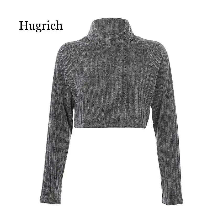 

2020 Autumn Women Casual Sweater Solid Long Sleeve Turtleneck High Street Loose Clothing Female Elegant Short Tops