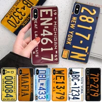 new york plate number soft phone case for iphone 11 12 13 pro max xr x xs mini apple 8 7 plus 6 6s se 5s fundas coque shell capa