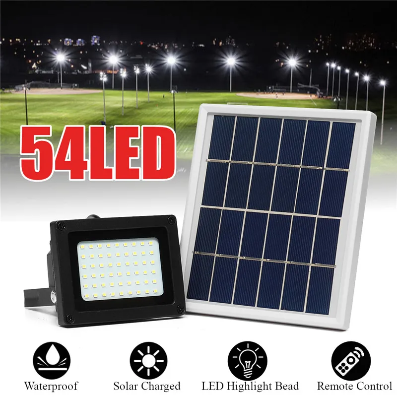 10 Вт 54LED прожектор на солнечных батареях прожектор с датчиком IP65 уличная лампа с гидроизоляцией безопасности двор сад настенные лампы на солнечной батарее ночного освещения