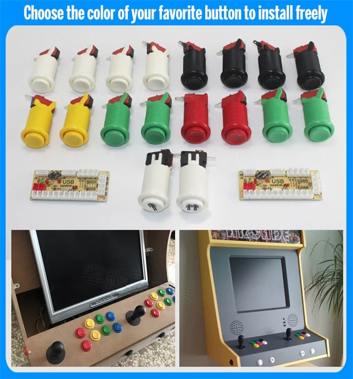 YJX 2 игрока аркадная DIY Kit Нулевая задержка USB кодер джойстик в американском стиле 28 мм Кнопка PC Mame Raspberry pi 1 2 3