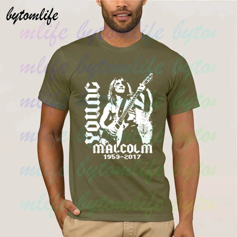 Malcolm Young AC DC Футболка Хард Рок мужская летняя 100% хлопок короткий рукав Популярные