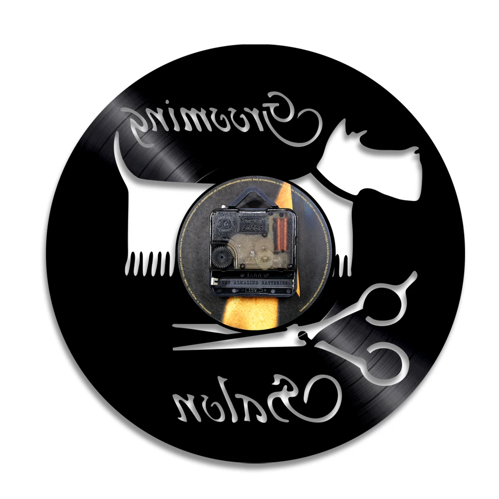 Салон для ухода за собакой Настенный декор животного Стикеры настенный часы