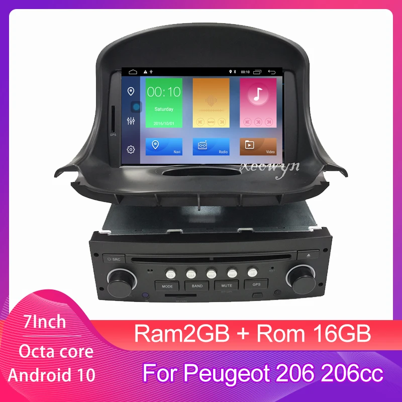 Автомобильный DVD плеер на Android 10 Авторадио для peugeot 206 206cc citroen c2 2007 2014 автомобильное