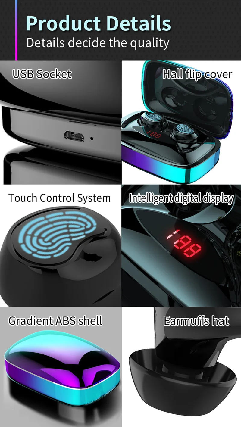 IPX7 водонепроницаемые TWS настоящие беспроводные bluetooth-наушники с HD микрофоном CVC8.0 шумоподавление HIFI двойная музыкальная игровая гарнитура