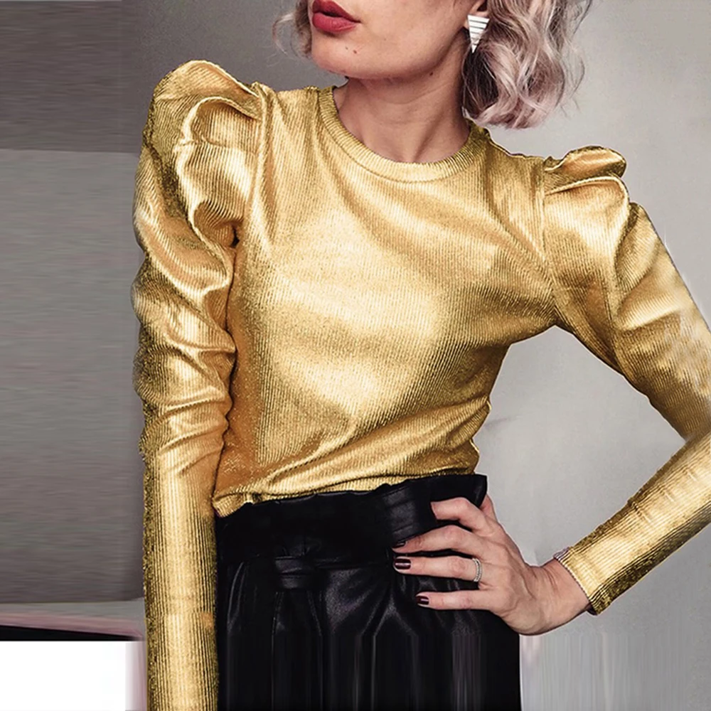 Женская блузка с длинными рукавами фонариками Весенняя повседневная