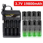 Аккумулятор 3,7 в 19800 мА  ч 18650 + зарядное устройство USB для Светодиодный одного фонарика, радио, электрического вентилятора, перезаряжаемый запасная батарея