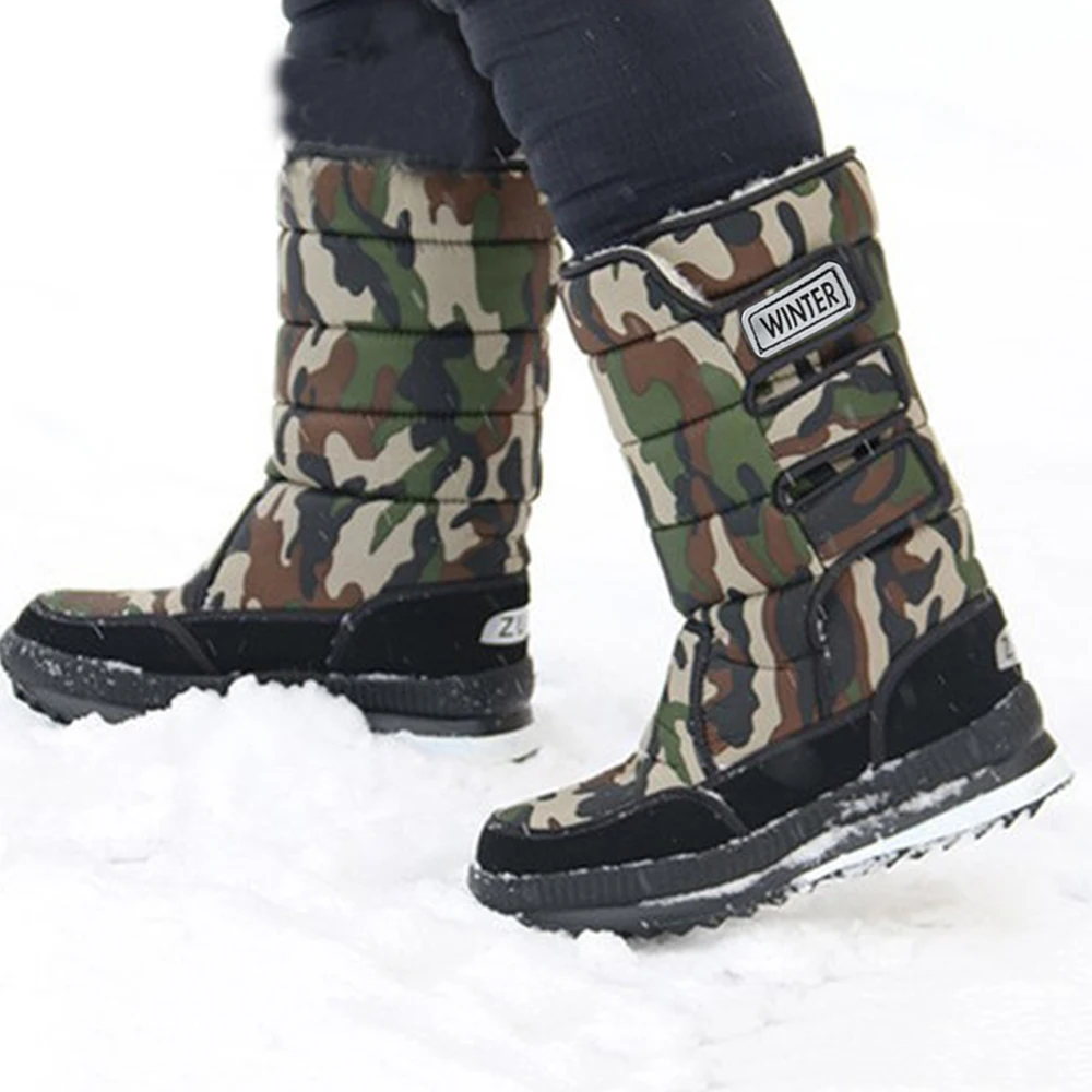2019 г. Зимние мужские камуфляжные ботинки Водонепроницаемая меховая плюшевая
