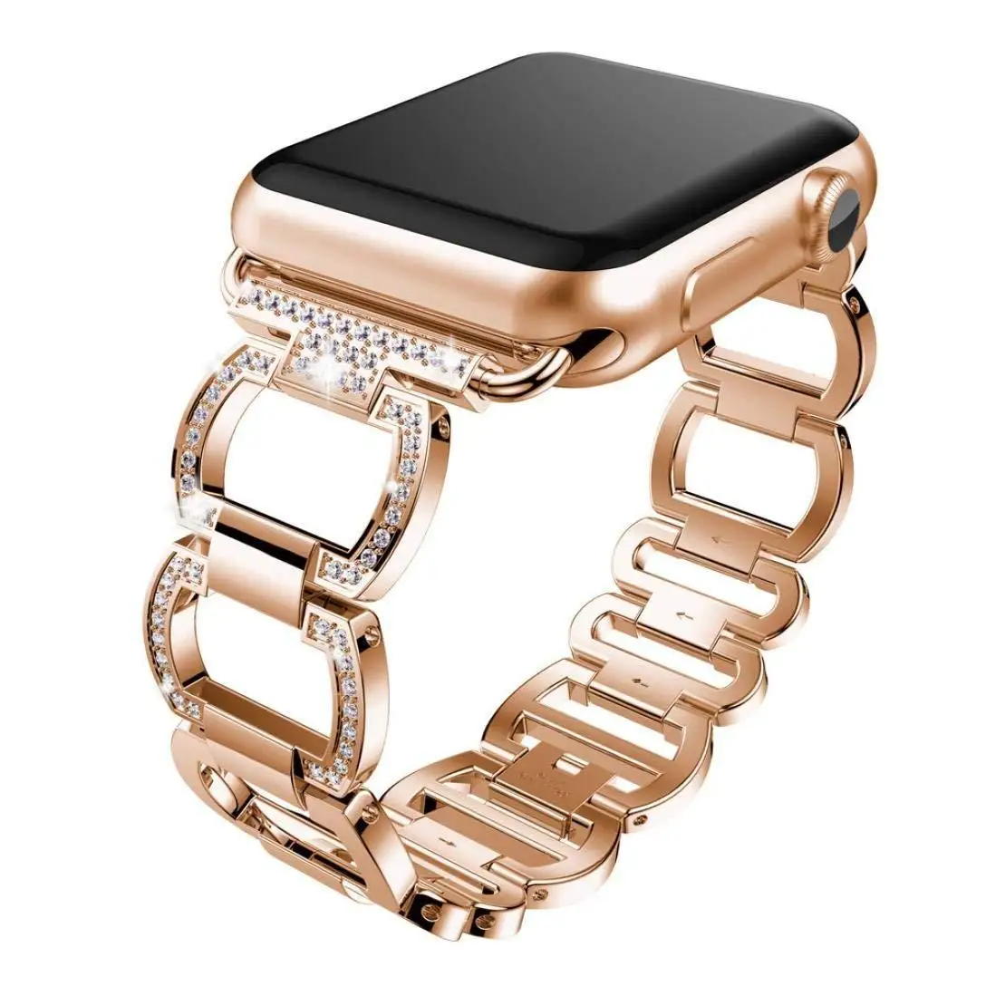 Ремешок из нержавеющей стали для Apple Watch Band горный хрусталь алмазный обруч 38 мм 42 мм серия для Apple Watch 40 мм 44 мм серия 4