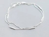 925 1pc sterling silver multi rowslayers lucky bar chain anklet bracelet jewelry ls273