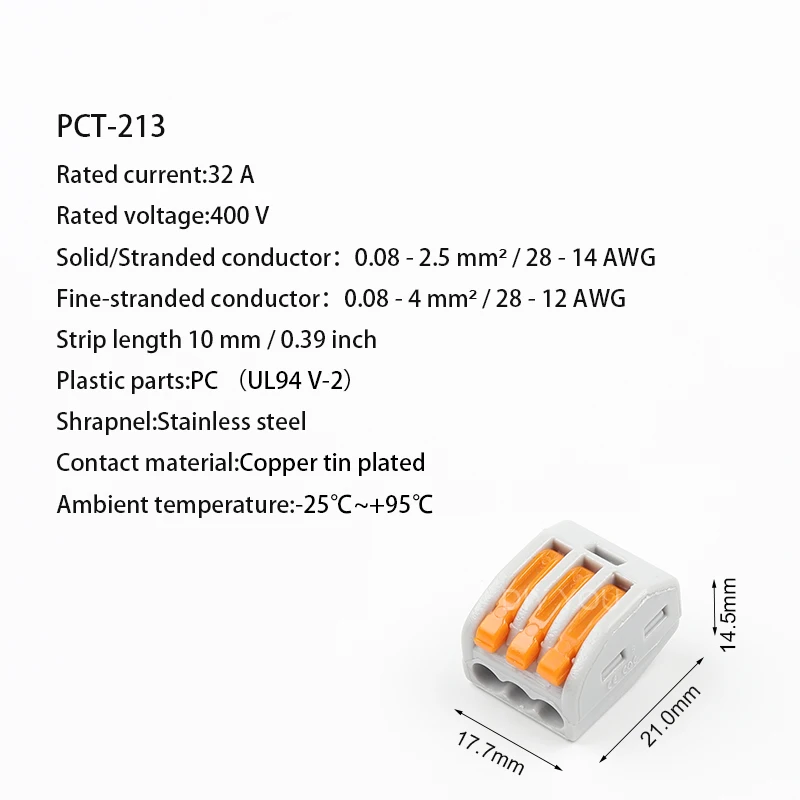 

30/50/100pcs Universal Cable wire Connectors 222 Fast Home Compact wire Connection push in Wiring Terminal Block PCT-212