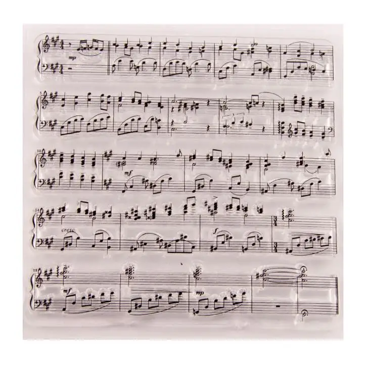 1 шт. милые 10x10 см символ музыкальных нот прозрачные силиконовые штампы для печати