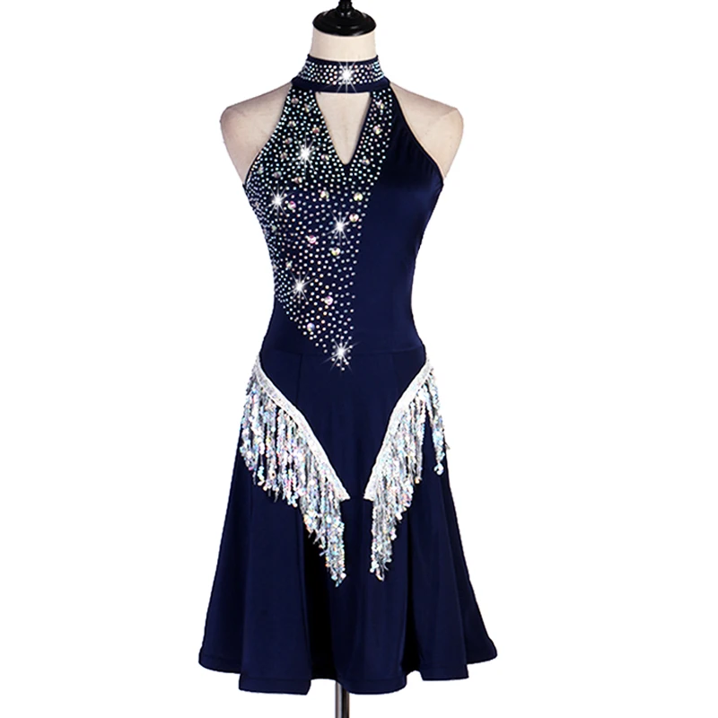 Женский костюм для латиноамериканских танцев блестящая танцевальная юбка с