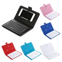 portable mobile wireless bluetooth keyboard with faux leather case protective cover and bracket for iphone samsung xiaomi phone