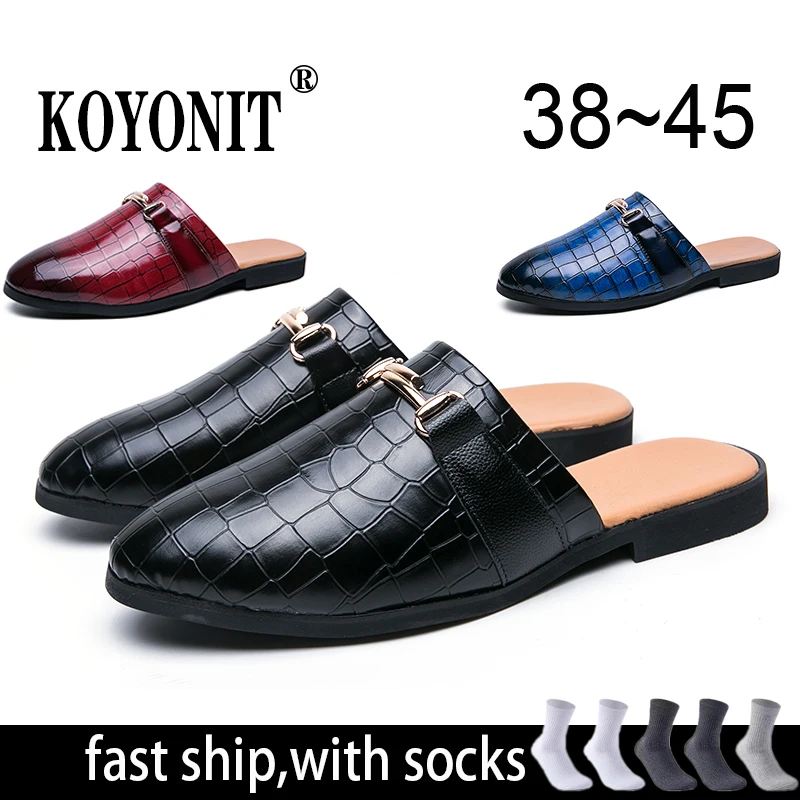 Мужские кожаные мюли повседневные туфли лоферы пляжная обувь полуботинки на