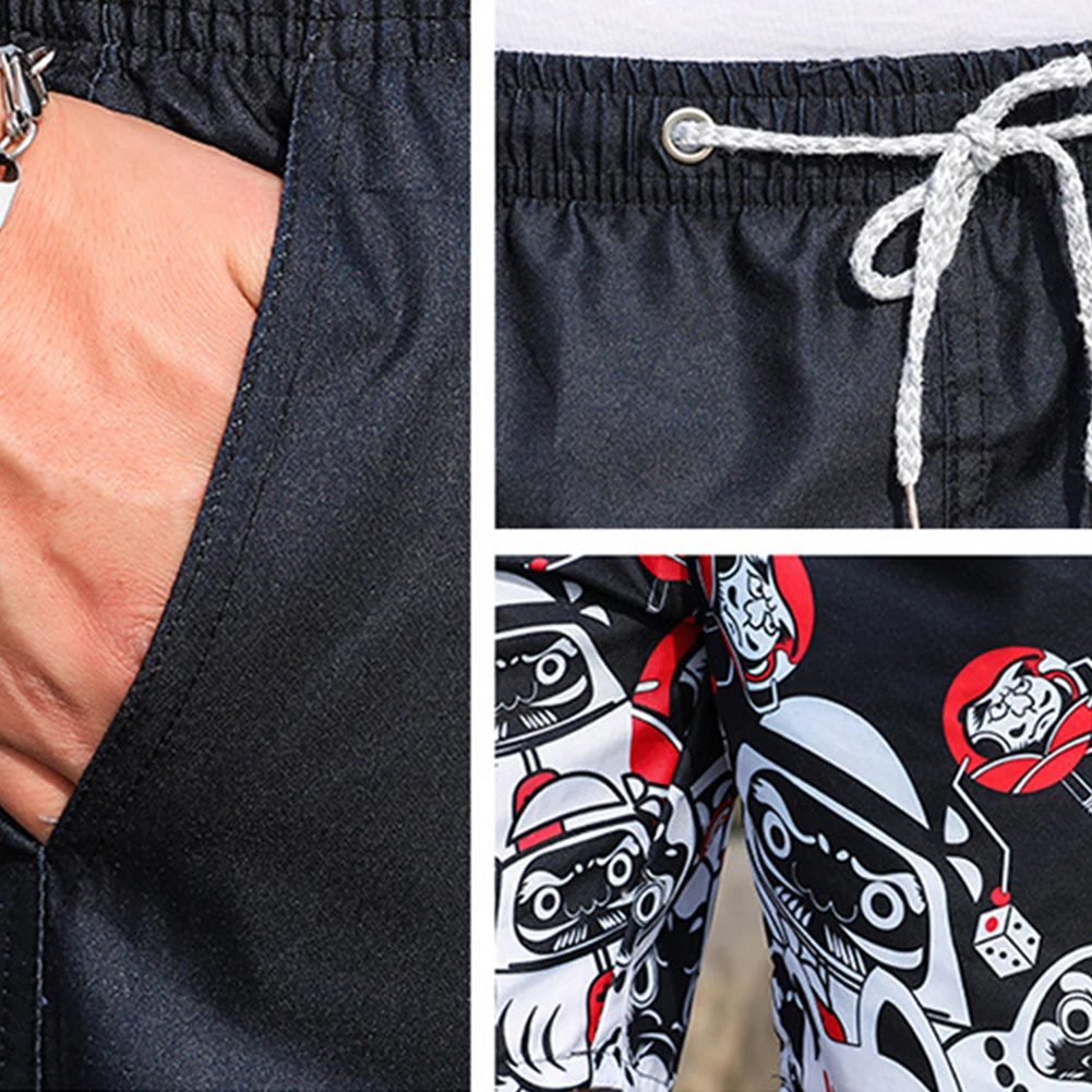 

Men and Women Board Shorts Printed Beach Trunks Loose Drawstring Casual Shorts Quick Dry Shorts Summer Casual shorts with Pocket