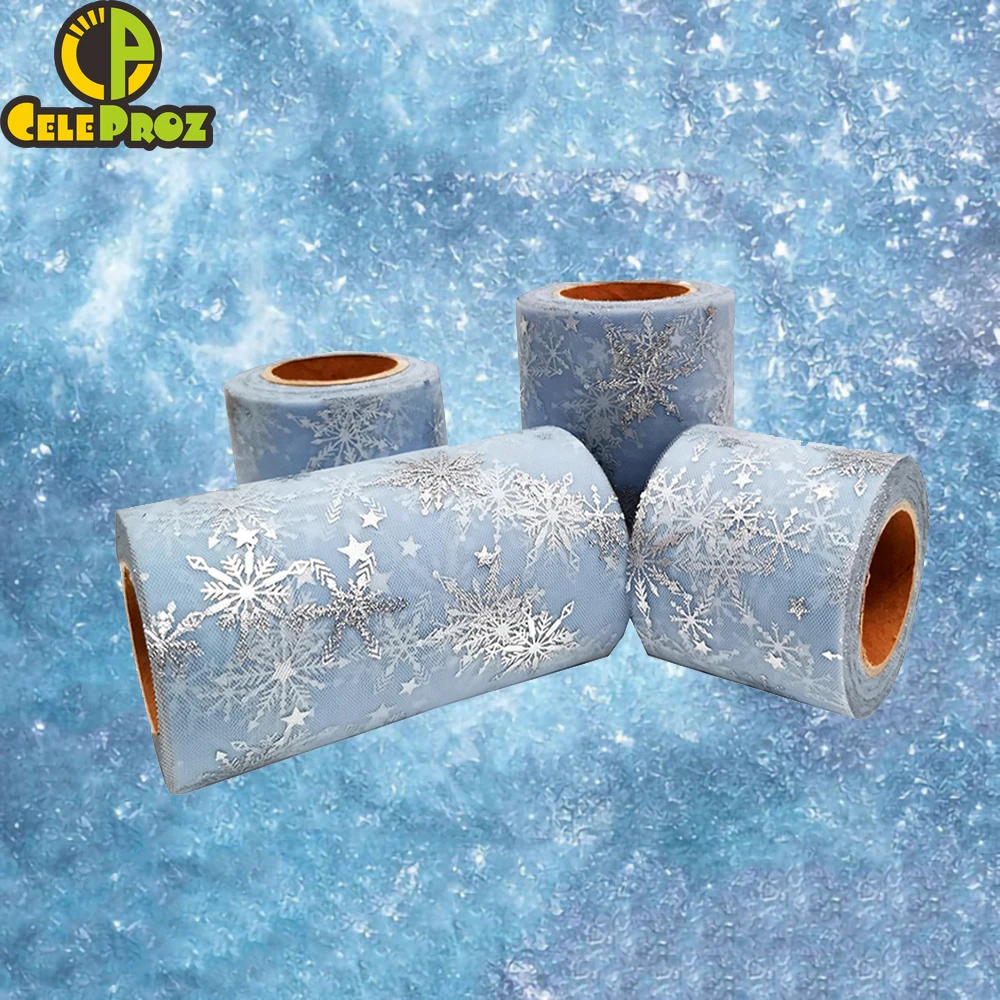 Снежинка тюль рулон Fronzen звезда органза сетчатая ткань лента подарок бант Сделай