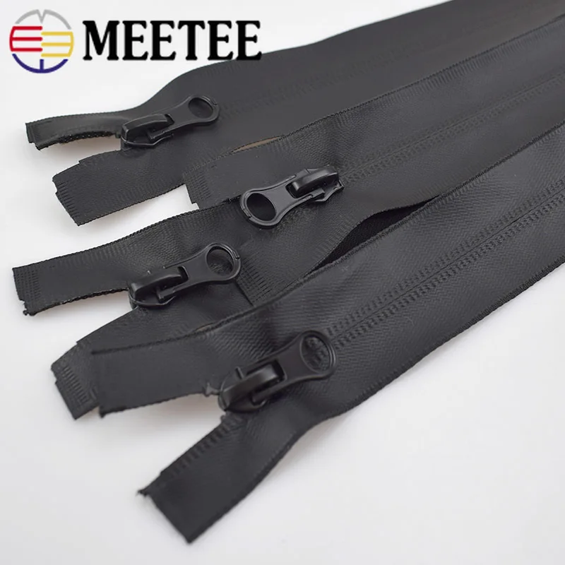Meetee 4Pcs Black Nylon Waterproof Zippers Invisible Zip Singer/double Slider Open end for Jackets Sports Sewing DIY Crafts A1 2|Молнии| |