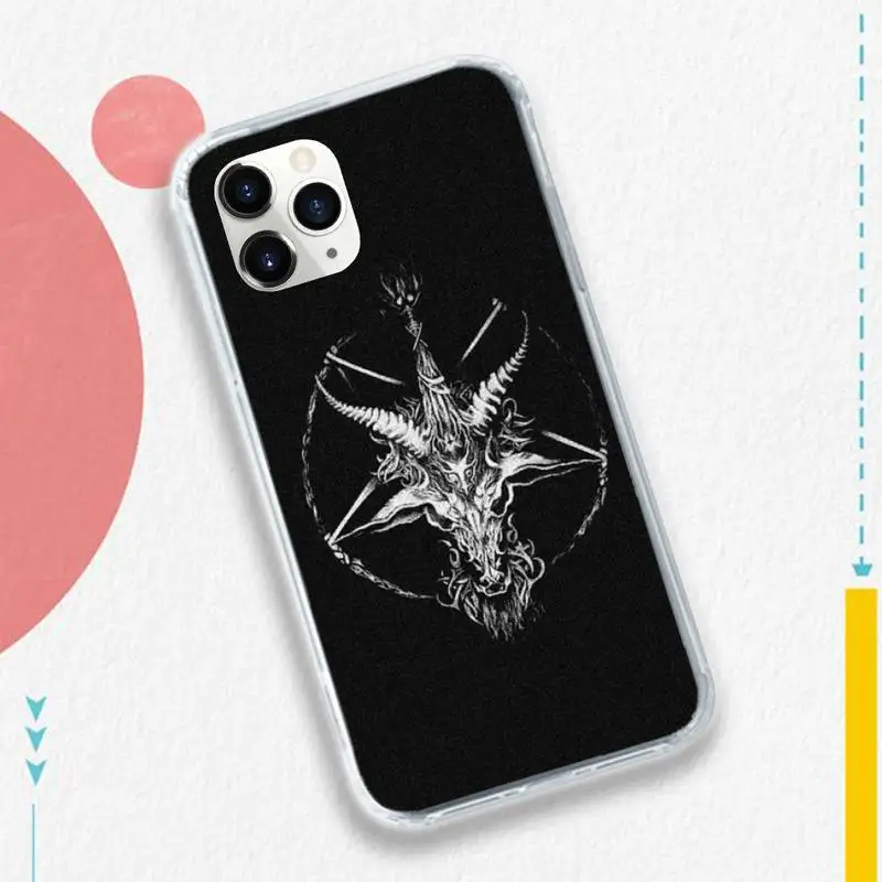 

Goat Head Satan black white pattern high quality Phone Case shell for iPhone 11 12 pro XS MAX 8 7 6 6S Plus X 5S SE 2020 XR