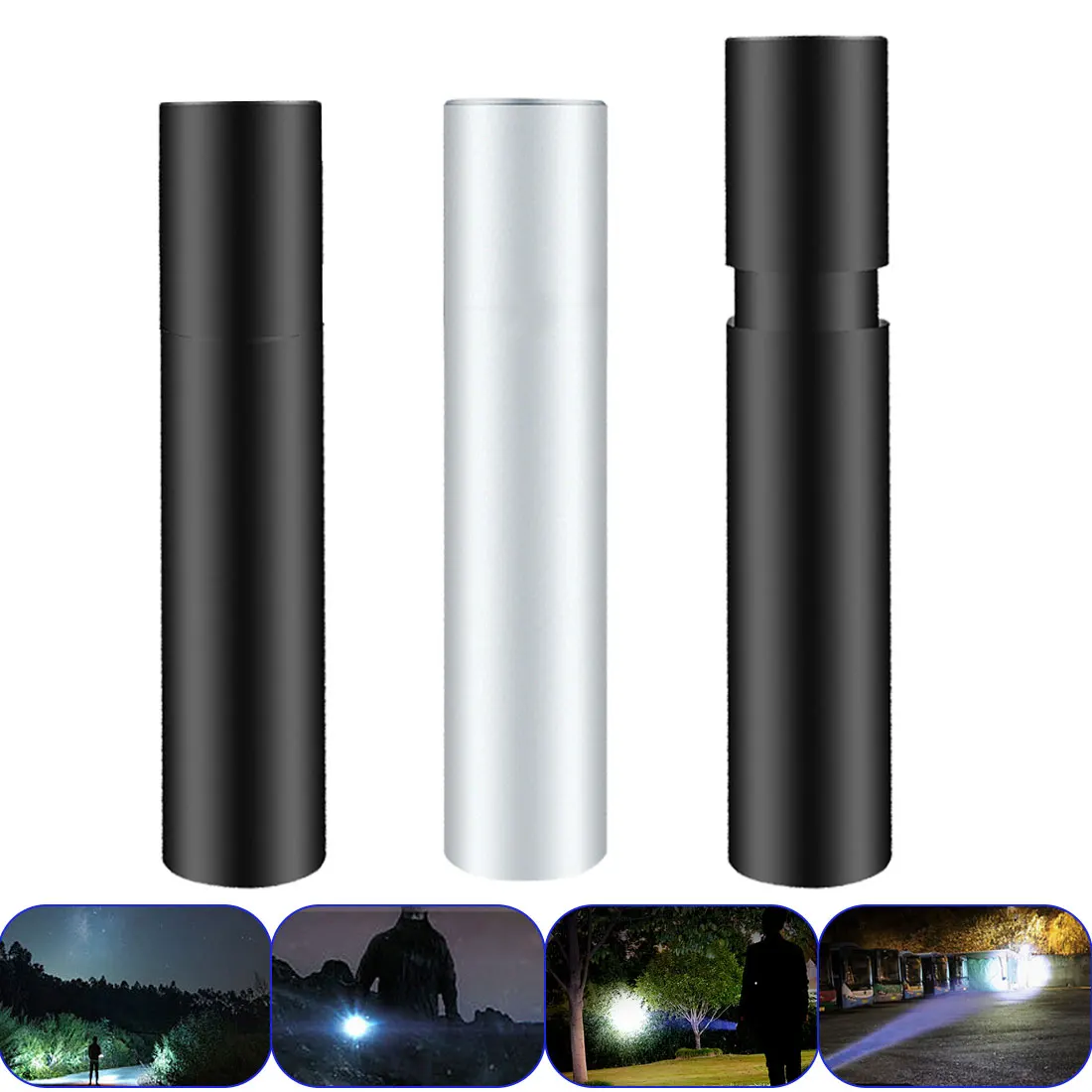 

USB Rechargable Mini LED Flashlight 3 Lighting Mode Waterproof Torch Telescopic Zoom Stylish Portable Suit for Night Lighting