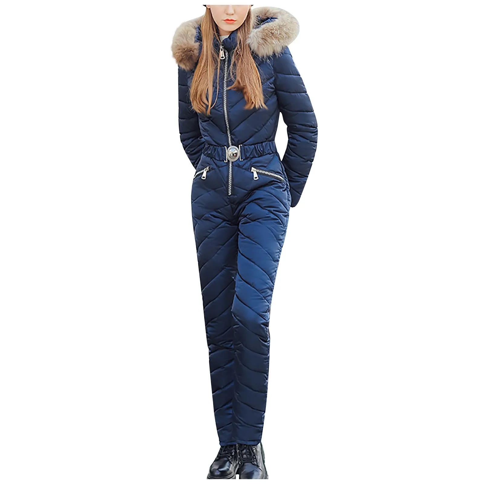 Женский зимний слитный лыжный костюм Корейская облегающая Плотная хлопковая