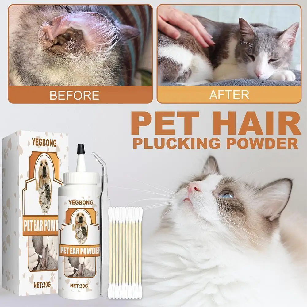 

Pet Ear Cleaner Pet Ear Excess Hair Removing Powder Y Anti-ticks Supplies Anti-mite Cleaning Ear Care Products B4y2