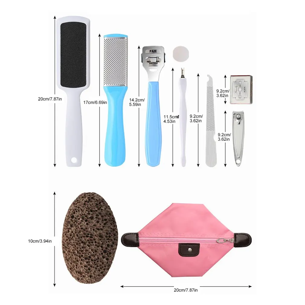 

10pcs/set Foot Care Kit Professional Grinder Lightweight Foot Beautifying Tools With Storage Bag Color Random