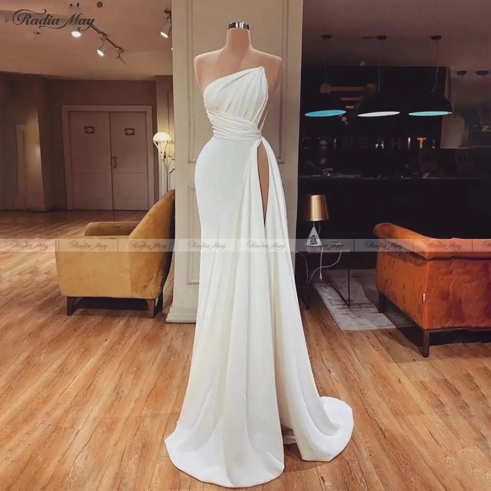 Женское вечернее платье русалка белое Элегантное Длинное с высоким разрезом для