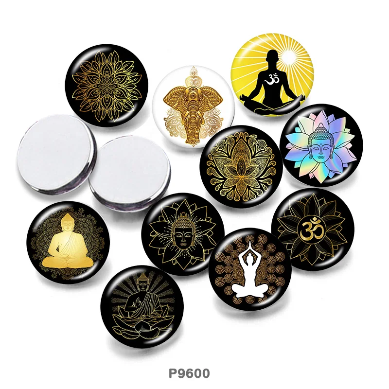 Круглый Стеклянный кабошон с плоским основанием для йоги Будды 12 мм/18 мм/20 мм/25