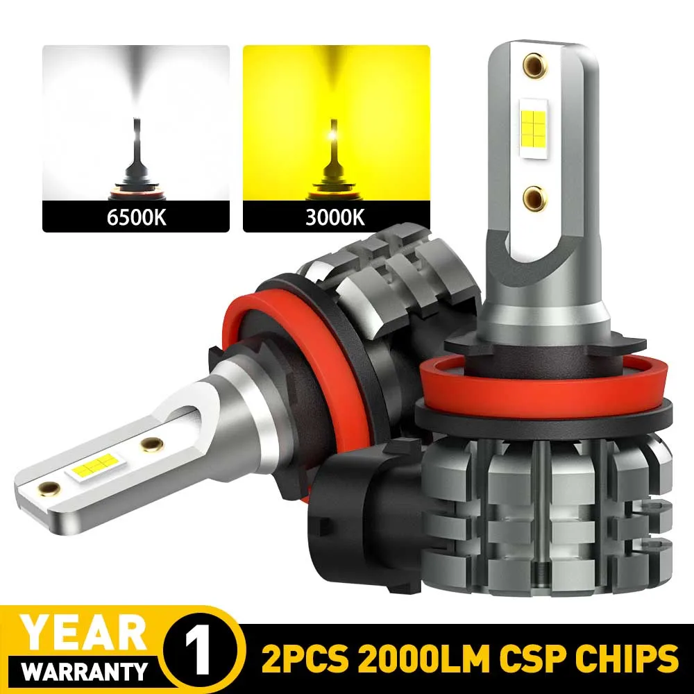 

2PCS H8 H10 H9 H16JP H11 LED Bulb HB4 9006 HB3 9005 LED Fog Lamp 2000LM 3000K Yellow 6000K White Car LED Daytime Running Light