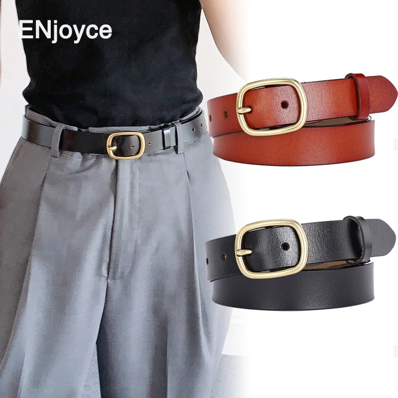 New Designer Black Belt Genuine Leather Long Belts for Women Trendy High Quality Korean Fashion Luxury Brand Waist Accessory