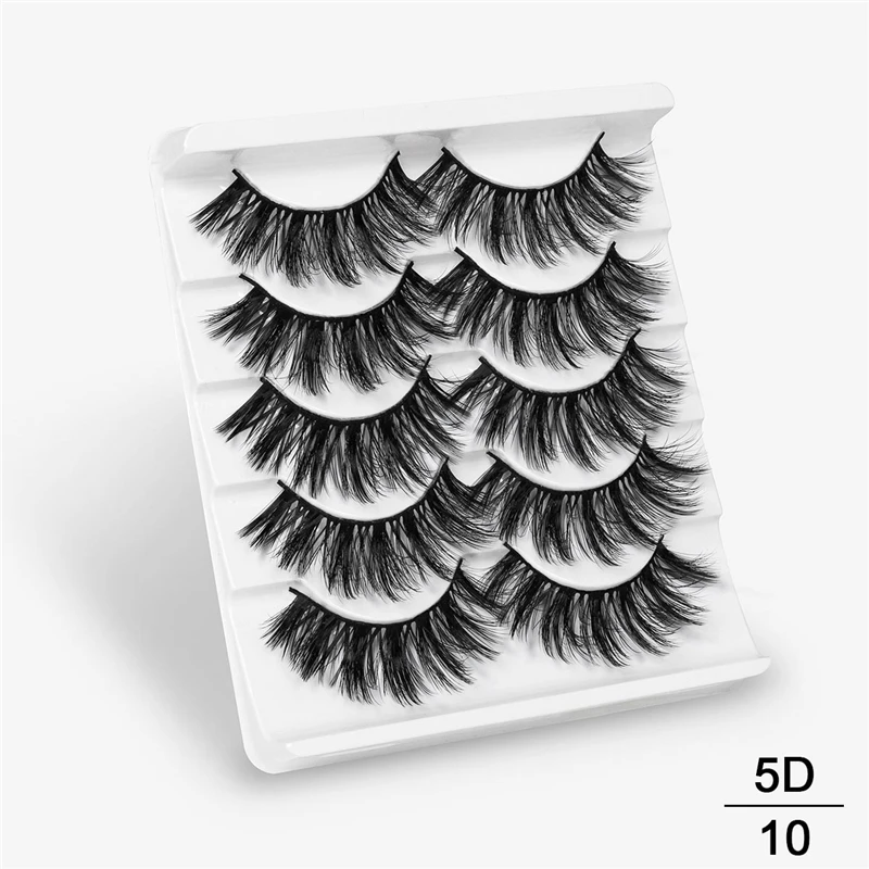 5D10 SEXYSHEEP, 5 пар, 20-25 мм, 3D накладные ресницы из искусственного меха норки, натуральные/толстые длинные ресницы для глаз, вытягивающие макияж, инструменты для наращивания красоты - Цвет: 5D10