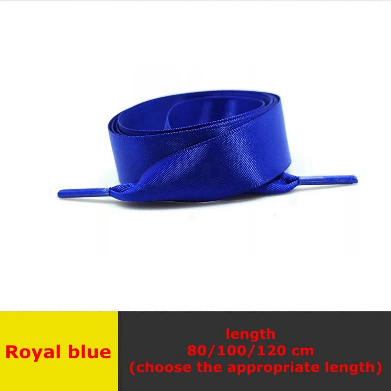 Royal blue 1 пара атласной ленты шелковая обувь шнурки для отдыха на открытом воздухе шнурки белые женские романтические модные шнурки 80 см/100 см/120 см - Цвет: Royal blue