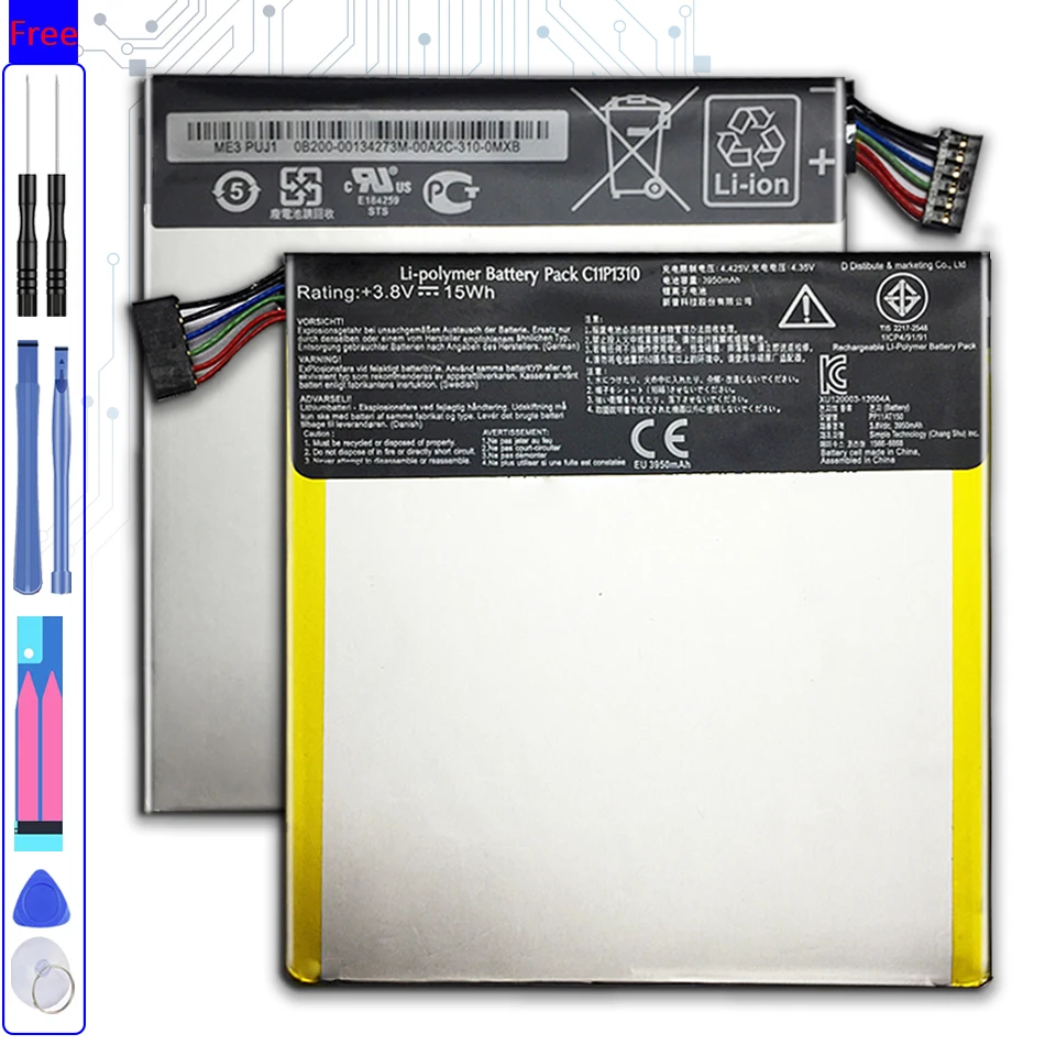 Bateria do Li-polímero da Tabuleta para Asus Fonepad Me372cg K00e Me372 C11p1310 3950mah Bateria e energia extra p/ tablet