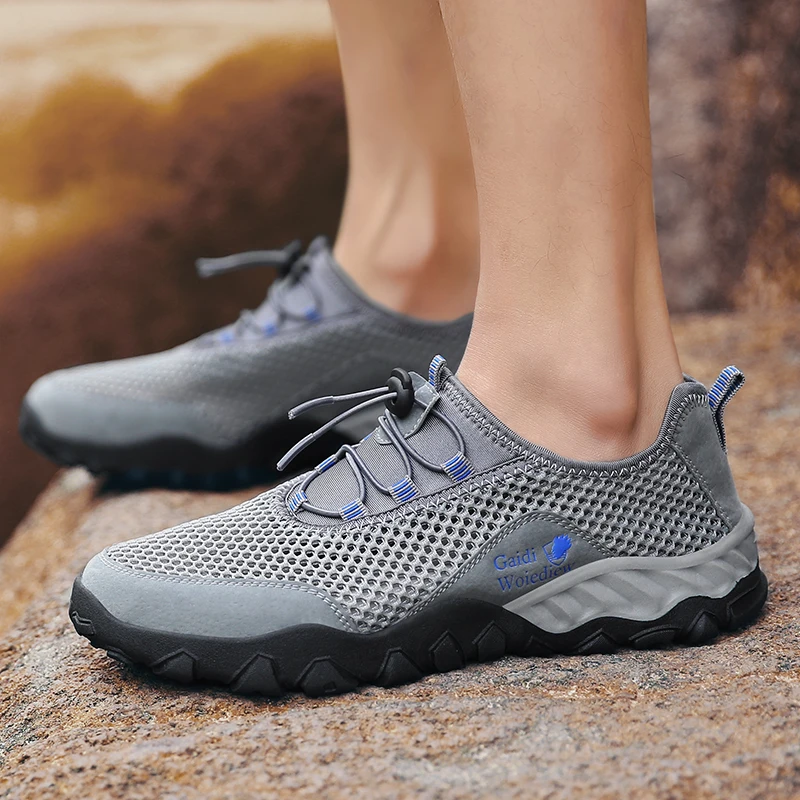 

Men's Casual Shoes Breathable Air Mesh Male Shoes Running Shoes Outdoor Hiking Shoes Sport Air Cushion Wading Shoes Sneakers