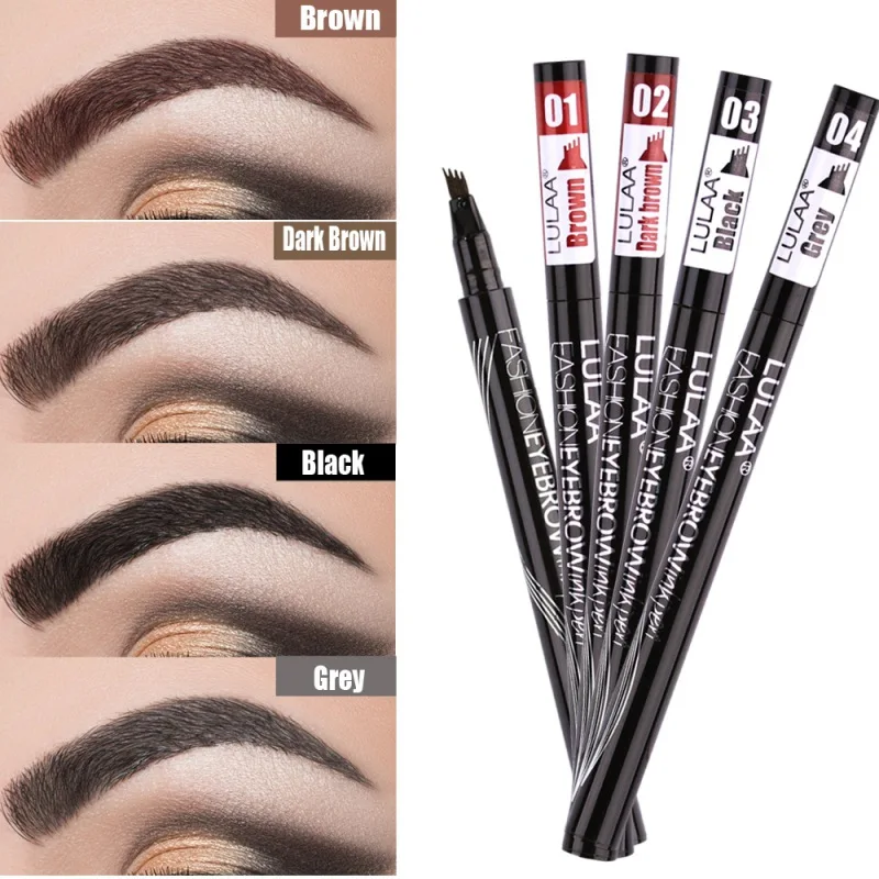 

Four Tips Liquid Eyebrow Easy to Wear Pen Long Lasting Waterproof Non-Dizzy Dyeing Eyebrow Pen New