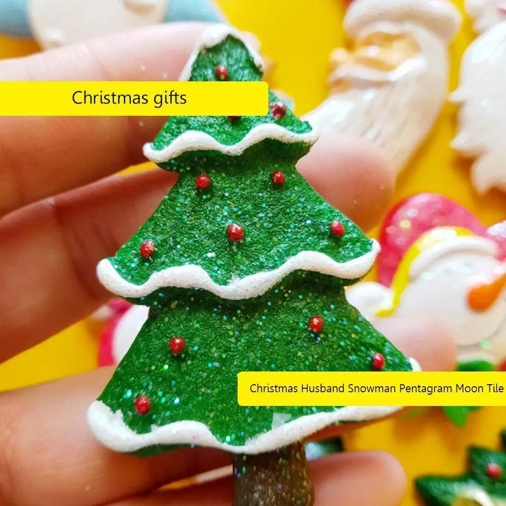 

Christmas Tree Fridge Magnet Christmas Supplies Gift Snowman Moon Star Five-pointed Santa Magnet Decoration Claus Z8n5