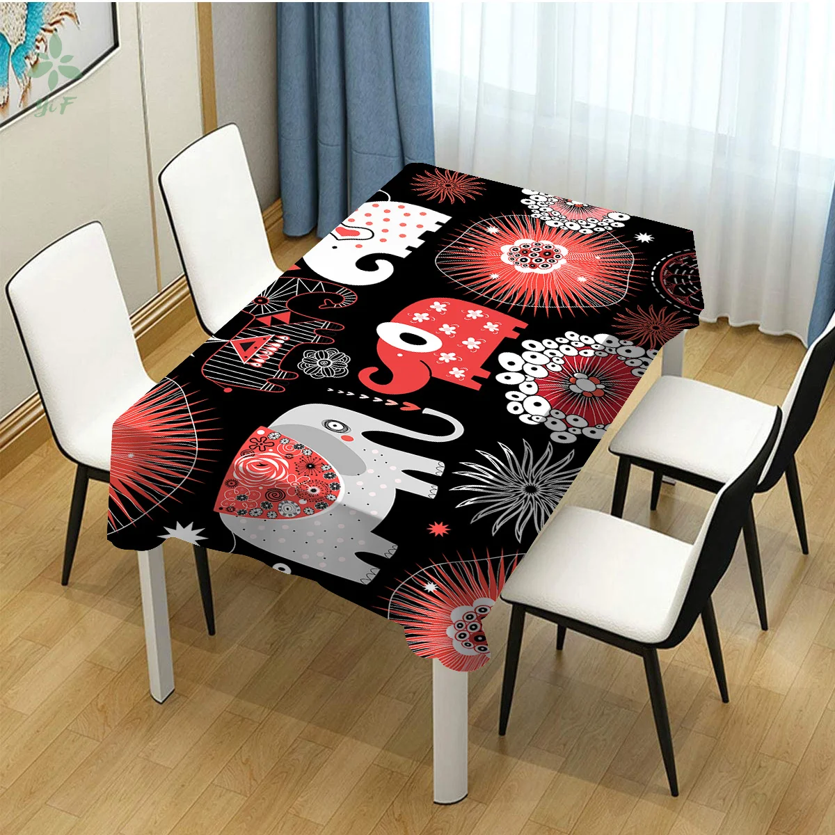

Cute Elephant Abstract Cartoon Tablecloth Dining Decoration